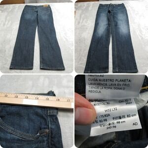 Levis Jeans Men 32X30 Dark‎ Wash Denim Zip Athletic Flex Straight Whisker Fade